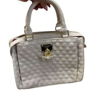 Betsey Johnson Cream Quilted Satchel with Gold Accents
